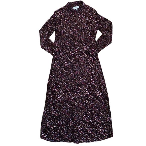 & Other Stories Sz 8 Micro Floral Midi Shirt Dress Moody Floral Print Button-up - Picture 13 of 16